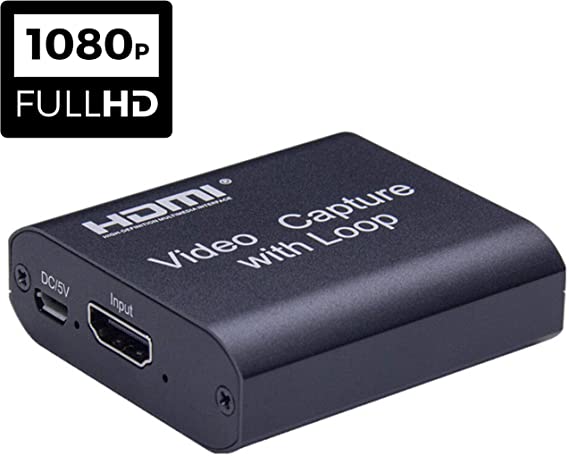 Limited Time Offer - USB Video Capture Card - HDMI to USB 2.0 - HD 1080p 30fps - Zero Latency Loop-out Port - Premium Metal Casing - Ideal for Game Recording, Broadcasting, Gaming or Live Streaming