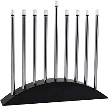 Zion Judaica Large LED Electric Hanukkah Menorah - New Classic Black & Silver Arch Style 14" Wide X 12.5" Tall