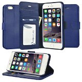 iPhone 6 Case Abacus24-7 iPhone 6 Wallet Case Leather Apple iPhone 6 Flip Cover with Card Holder and Kickstand - Blue Flip Case for iPhone 6 Phone
