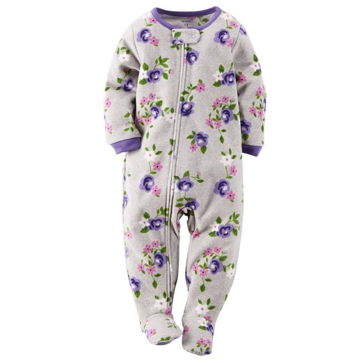 Carters Baby Girls Fleece Pajamas (Purple Flower)