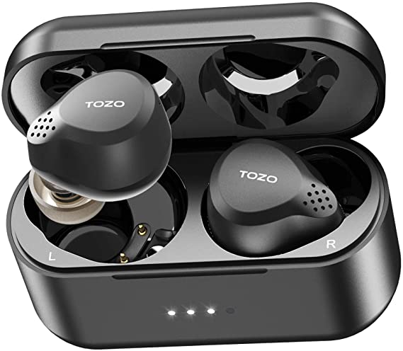 TOZO NC7 Hybrid Active Noise Cancelling Wireless Earbuds, ANC, in-Ear Detection Headphones IPX6 Waterproof Bluetooth 5.0 TWS Stereo Earphones, Immersive Sound Premium Deep Bass Headset, Black