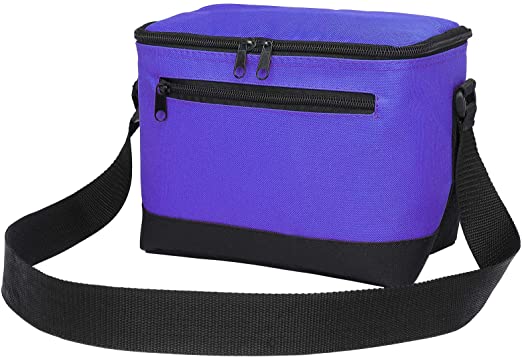 Lunch Bag, BuyAgain 600D Poly Small 6 Pack Insulated Reusable Lunch Cooler Bag PEVA Water-resistant Lining for Women Men Adult Work School, Purple