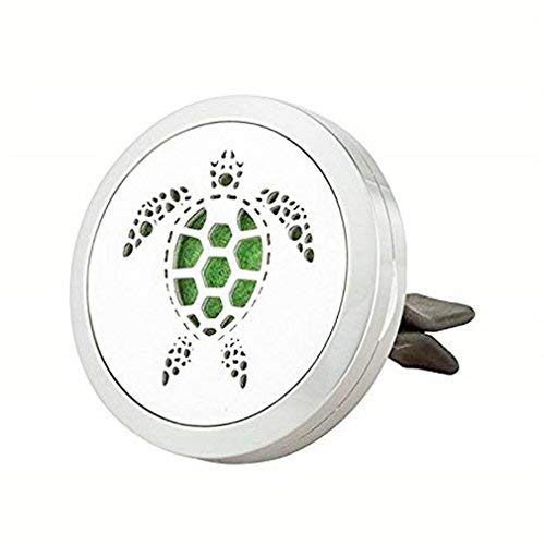 Aromabug Regular Size (Turtle) 30mm Car Aromatherapy Essential Oil Diffuse Stainless Steel Locket Air Freshener with Vent Clip 7 Pads 3 Oils.