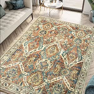 Keen Home Design Machine Washable Area Rugs with Non-slip Backing, Ideal for Hallway, Living Room, Bedroom, Kitchen and Laundry Room, Vintage Moroccan and Low Pile Rug - (9' x 12')