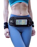 F4 Running Belt - Touchscreen Compatible - Perfect for Smartphones iPhones Android Devices - Lightweight Comfortable and Durable - Protects Credit Cards Keys and Money and 2 Free Cotton Wristbands