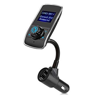 Bluetooth FM Transmitter, M.Way Wireless In-Car Radio Adapter MP3 Player Car Kit Hands-Free Calling with 1.44 inch Display and Dual USB Car Charger & TF Card Slot for iPhone7 6 6s 5, Samsung S7 S6 S5