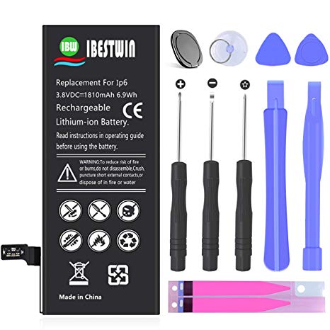 Battery for iPhone 6, IBESTWIN Replacement Battery for A1586, A1589, A1549 with Full Tool Kit and Instruction, 1810mAh 0 Cycle -24 Months Warranty