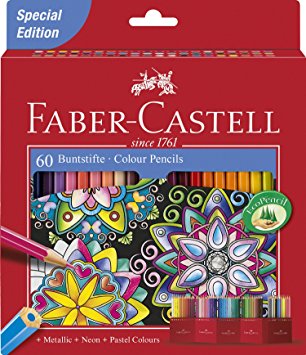 Faber-Castell Classic Colour Pencils set of 60 with Metallic, Neon and Pastel Colours