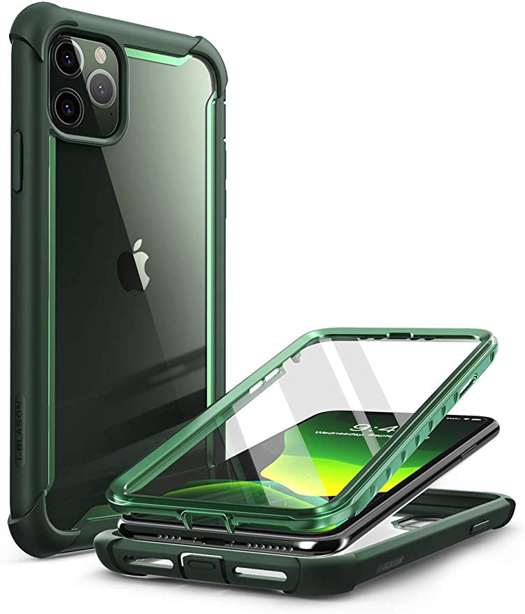 i-Blason Ares Series for iPhone 11 Pro 5.8 Inch (2019 Release), Rugged Clear Bumper Case with Built-in Screen Protector (Green)