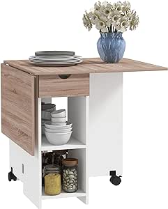 HOMCOM Table à Manger Pliante, Table de Cuisine Extensible, pour 2 à 4 Personnes, Table Pliante avec 2 abattants, pour Petits espaces, rectangulaire, Design Moderne, chêne