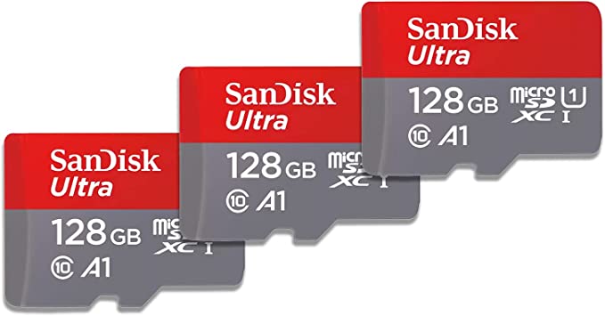 SanDisk 128GB 3-Pack Ultra microSDXC UHS-I Memory Card (3x128GB) with Adapter