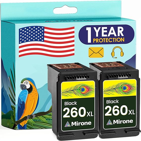 Compatible Ink Cartridges Replacement for Canon 260 Ink Cartridges 260XL for Canon TS6420 Ink Cartridges for Canon TS6400 Ink Cartridges Pixma TS5320 PG-260 TS5300 2bk