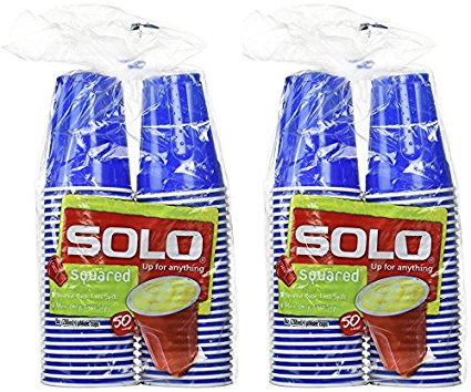 Solo Squared Party Cups, Blue 9oz, 100 Cups