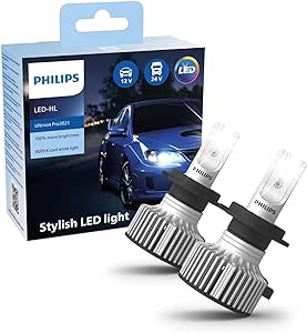 Philips Ultinon Pro3021 LED Car Headlight Bulb (H7), cool white light of 6.000K, set of 2