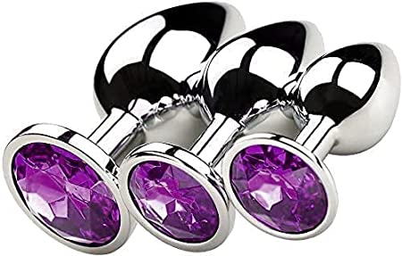 Anal Butt Plug Trainer Kit Expanding Butt Toys Stainless Steel Anal Plugs Training Set Sex Toys for Beginners Advanced Users Purple