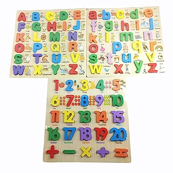 Grizzly® Educational Cognitive Puzzle Learning Board Wooden Montessori Math Toy for Montessori Education (Set of 3 Boards)
