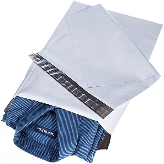 Metroic 10" x13" - 100PC White Poly Mailers Envelopes Bags with Adhesive Self Sealing Strip, Mailing Shipping Packaging Supply, Water Resistant Bags
