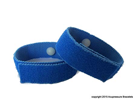 Motion Sickness Acupressure Bracelets for Seasickness and Nausea Symptoms, Ideal for Wet/Dry conditions (Pair) Royal Blue (medium/average adult 8")