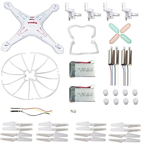 Syma Replacement,eTopxizu Original Syma X5 X5C X5C-1 Quadcopter Spare Parts Crash Pack Kit,Syma X5C Motor&Gear ,Blade with Frame ,Body Shell,X5 X5C LED lights Cover and battery,Landing Skid & Screws