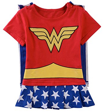 A&J Design Baby Girls' Wonder Woman Short Sleeve Romper