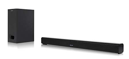 Sharp HT-SBW110 180W 2.1 Slim Wall Mountable Soundbar with Wired Subwoofer, Bluetooth, HDMI ARC/CEC & Remote Control - Black