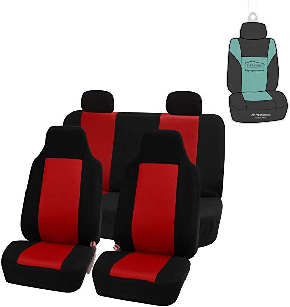 FH Group FH-FB102114 Classic Cloth Car Seat Covers Red/Black Color