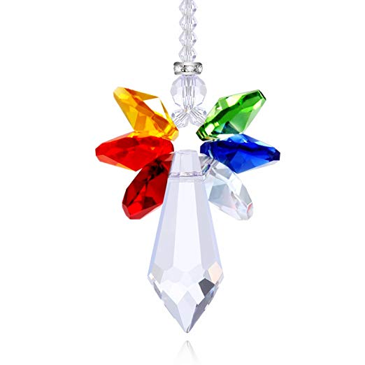 Anna Crystalworld Rainbow Guardian Angel Crystal Suncatcher For Home/Car Decoration & Porch Decor & Hangings Crystal Glass Ornament (Rainbow)