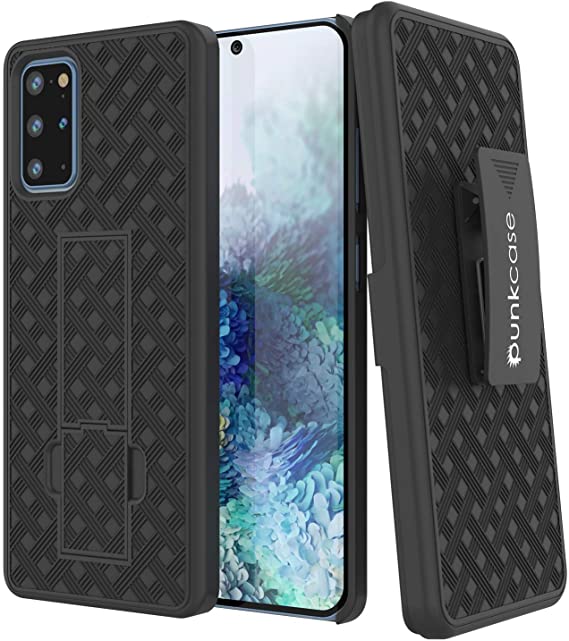 PunkCase Galaxy S20 Plus Holster Belt Clip Case W/Screen Protector & Built-in Kickstand | Dual Layer Hybrid TPU 360 Full Body Protection [Thin Fit] for Samsung Galaxy S20 Plus (6.7") {Black