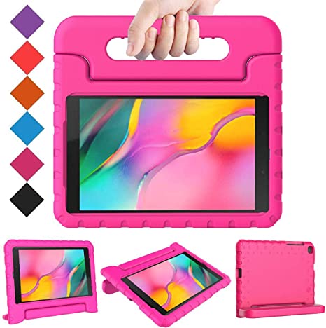 BMOUO Kids Case for Samsung Galaxy Tab A 8.0 2019 SM-T290/T295, Galaxy Tab A 8.0 Case 2019, Shockproof Light Weight Protective Handle Stand Case for Galaxy Tab A 8.0 Inch 2019 Without S Pen- Rose