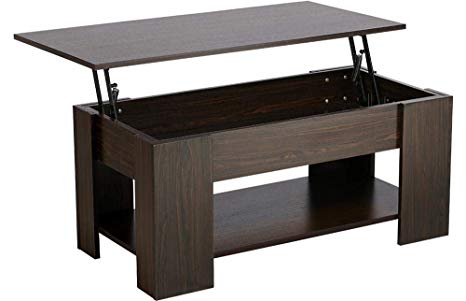 Yaheetech Modern Lift Top Coffee Table with Hidden Compartment and Storage Shelf - Lift Tabletop for Living Room Reception Room