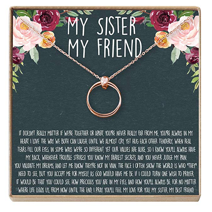 Sisters Necklace: Sister Gift, Gift Sister, Sister Birthday Gift, Giggles, Secrets, 2 Linked Circles