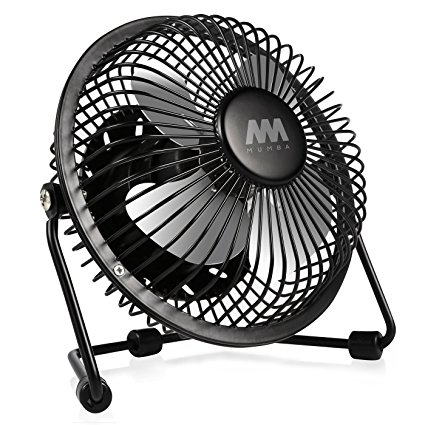 Mini Fan, Mumba 4-Inch High Velocity Desktop Fan, USB Powered, Super Mute, 180 Degree Free Angle Rotatable Laptop Fan, Small Mental Cooling Fan (Black)