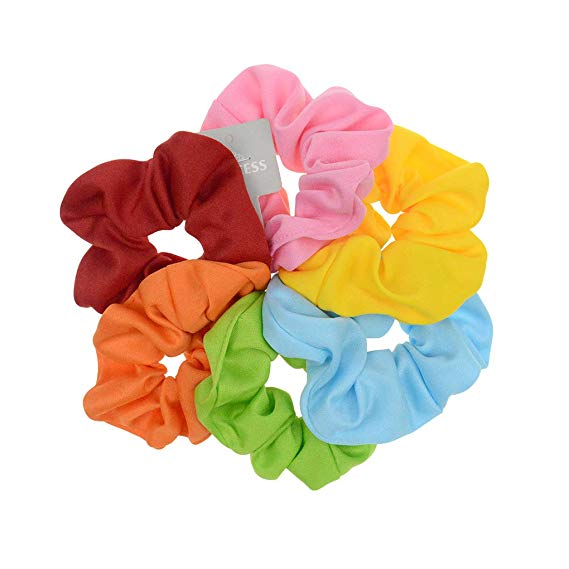 6 Pack Candy Color Fabric Scrunchies for Hair Girls' Hair Elastics Bands