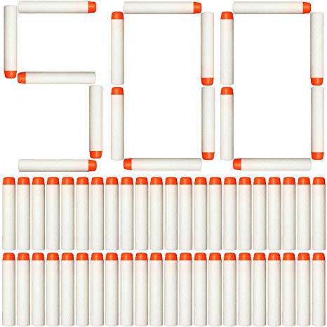 AMOSTING Refill Darts 500Pcs for Nerf N-Strike Elite Glow at Dark Bullets - White