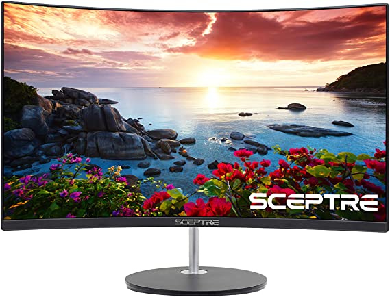 Sceptre Curved 27" LED Monitor HDMI VGA up to 75Hz Build-in Speakers, Edgeless Machine Black 2021 (C278W-1920RN)