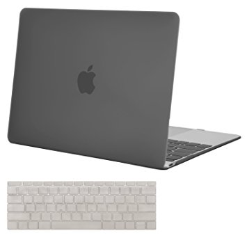 Mosiso Plastic Hard Shell Case with Keyboard Cover for MacBook 12 Inch with Retina Display Model A1534 (Newest Version 2017/2016/2015), Gray