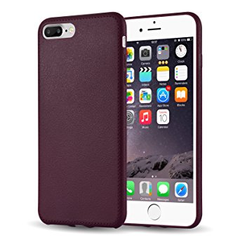 iPhone 8 Plus Case, iPhone 7 Plus Case, JAMMYLIZARD Ultra Slim Silicone Stitched Jelly Rubber Back Cover, Burgundy