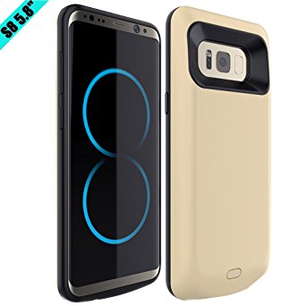 Galaxy S8 Battery Case, Caka Portable Charger Galaxy S8 Charging Case 5000mAh Extended Battery Pack Power Cases Juice Bank Cover for Samsung Galaxy S8 - (Gold)