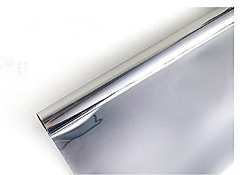 Window Film One Way Mirror Static Heat Control Day Time Privacy Window Tint (23.6'' x 78.7'', Silver)