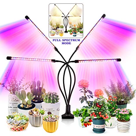 Grow Light for Indoor Plants -Plant Light with Upgraded Version 80 LED Lamps with Full Spectrum & Red Blue Spectrum,3/9/12H Timer,10 Dimmable Level, Adjustable Gooseneck,3 Switch Modes
