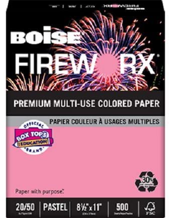 Boise Fireworx Color Copy/Laser Paper, 20 lb, Letter Size (8.5 x 11), Cherry Charge, 500 Sheets (MP2201-CHE)