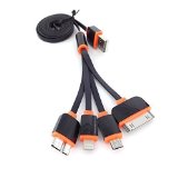 WonderfulDirect 4 in 1 Multi USB Adapter Charging Cable Connector 4 in 1 Cable-black