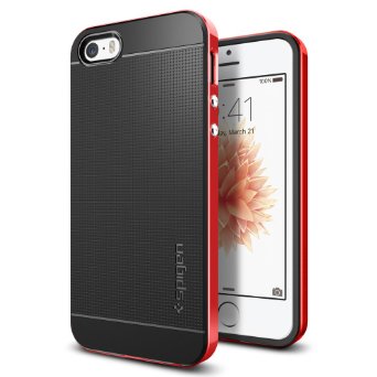 iPhone SE Case, Spigen® [Neo Hybrid] Metallized Buttons [Dante Red] Premium Bumper Slim Fit Dual Layer Protective Case for iPhone 5 / 5s / iPhone SE (2016) - (041CS20186)