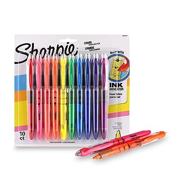 SHARPIE Assorted Liquid Highlighter with Chisel Tip | Art Supplies Set |Suitable for Smooth Writing Experience |Pack of 10