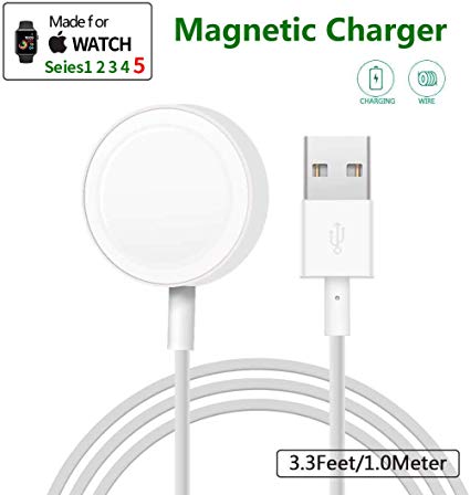 ATETION Compatible with Apple Watch Series 1/2/3/4/5-Magnetic Charging USB Cable Portable Watch Charger 3.3 FT