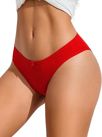 Avidlove Womens Cotton Panties Sexy Low Rise Ribbed Hipster Womens Bikini Underwear Cheeky S-XXL