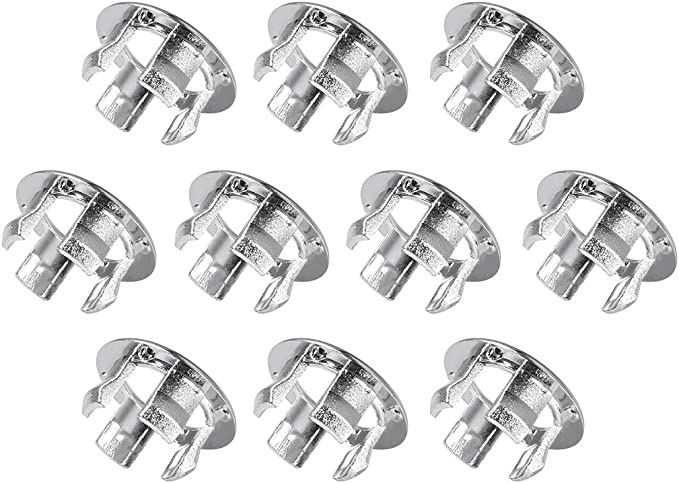 uxcell Sink Overflow Covers Bathroom Kitchen Basin Trim Round Hole Caps Insert Spares Silver Tone 10 Pcs