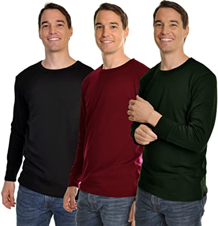 Swan Men's Fleece-Lined Crew Neck Long Sleeve Thermal Tops