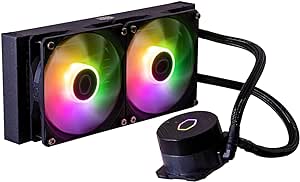 Cooler Master MasterLiquid 240L Core ARGB Wasserkühlung - CPU-Flüssigkeitskühler mit Zweikammer-Gen-S-Pumpe, überlegende PC-Kühlung mit 120mm -Lüfter, LGA 1700- und AM5-Halterungen – Schwarz