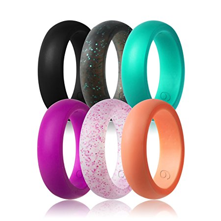 Women's Silicone Wedding Ring,6 Ring Pack